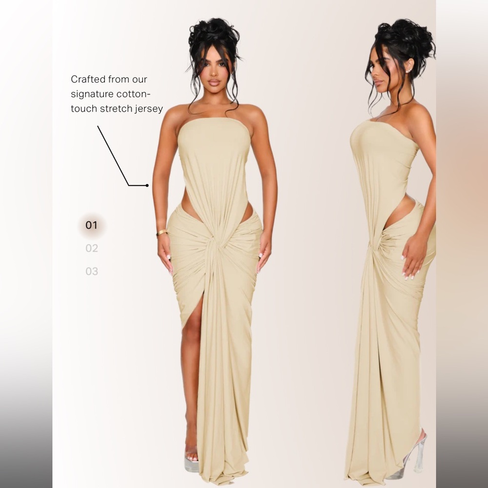 Coucoo Elegant Beige Strapless Dress